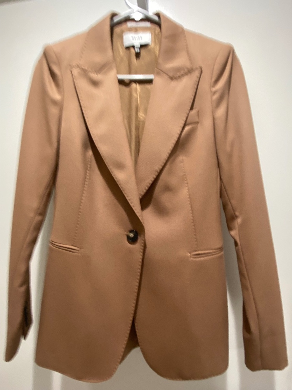Jade Wool Blend Tailored Single-Breasted Suit Blazer-Camel/Tan